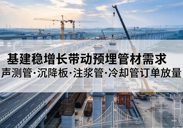 平城基建稳增长带动预埋监测管材需求，声测管、沉降板、注浆管订单持续放量
